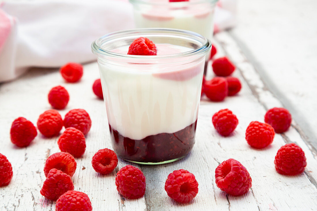 Mascarpone-Joghurt mit Himbeeren