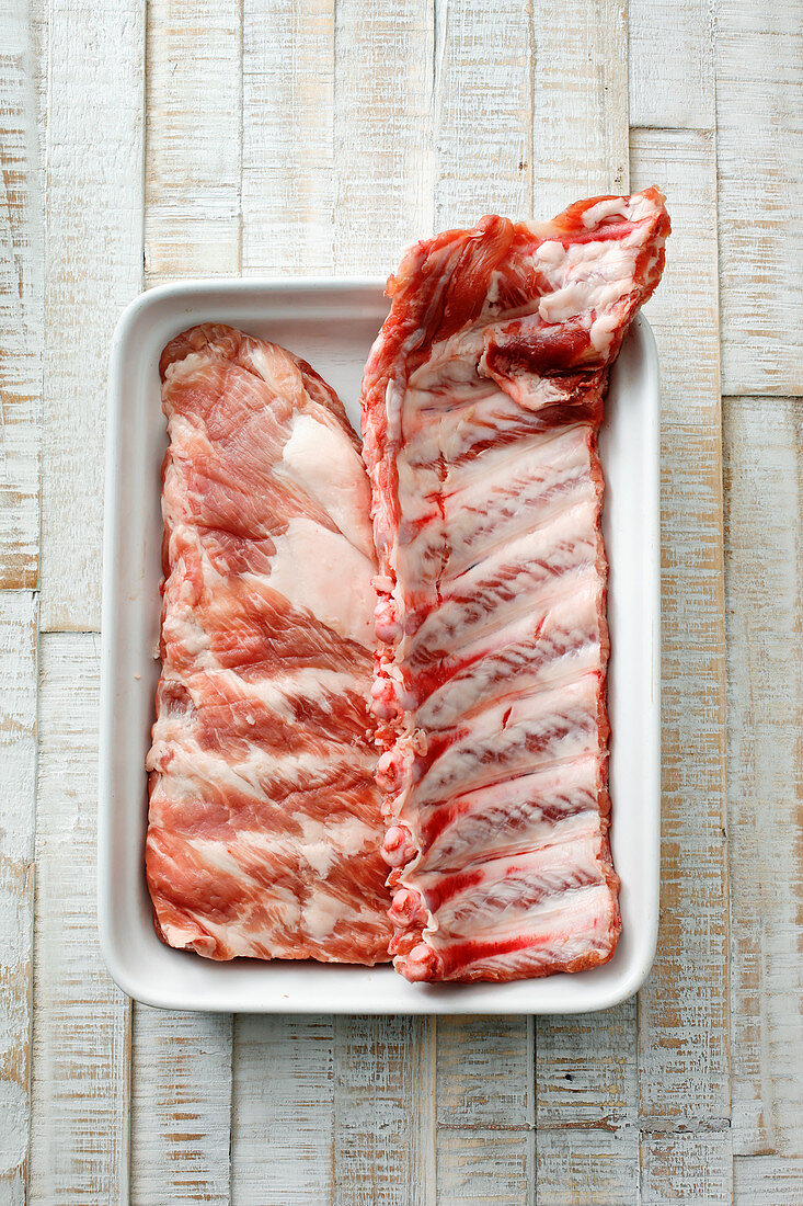 Raw pork ribs