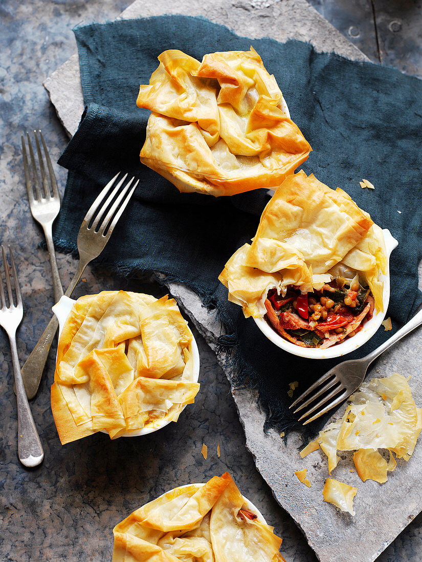 Lentil, Broccoli and Bacon Tart