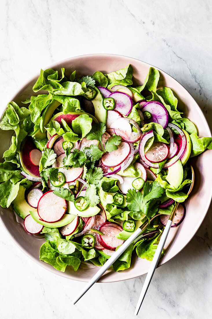 Radish and avocado salad