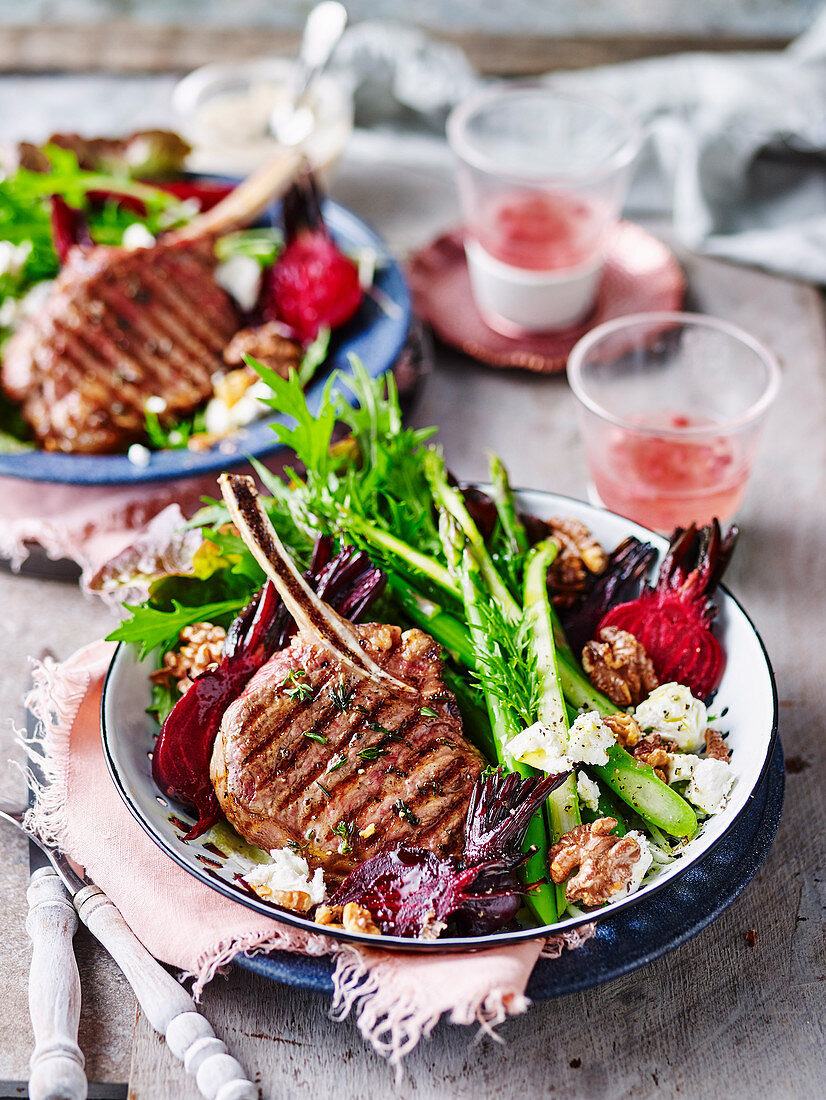 Lemon and Thyme Veal Cutlets with Beetroot Salad
