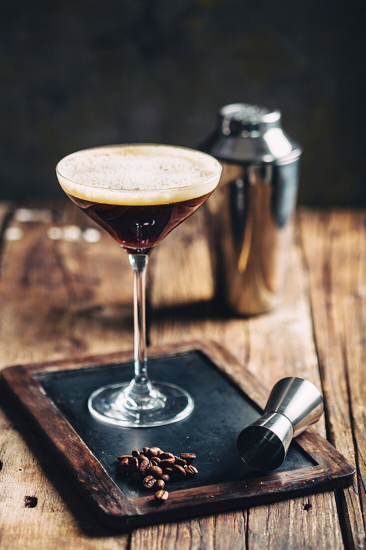 Coffee cocktail in martini glass