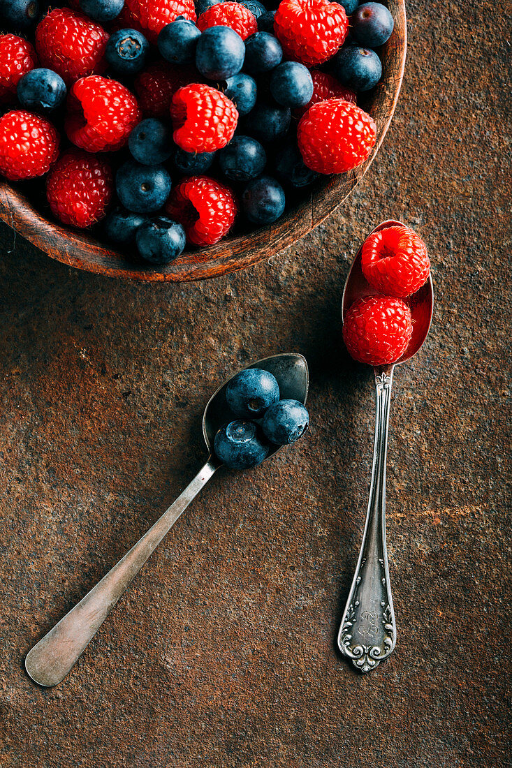 Blueberries and raspberries