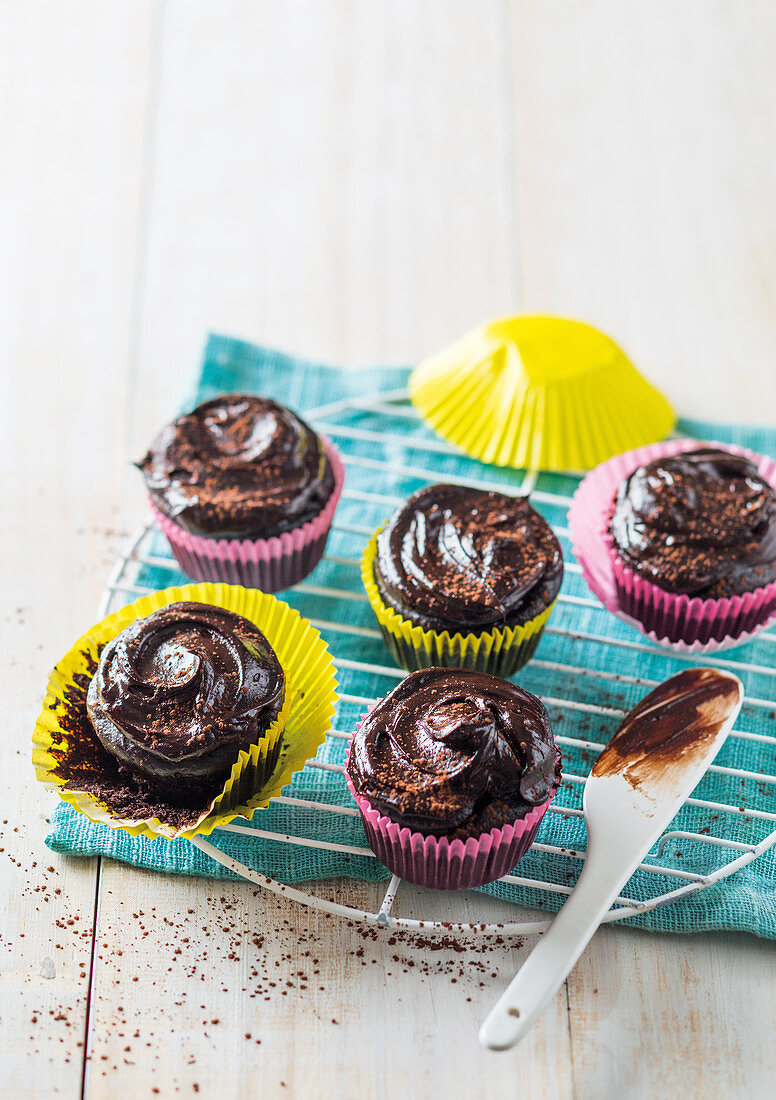 Kidney bean chocolate muffins with avocado frosting