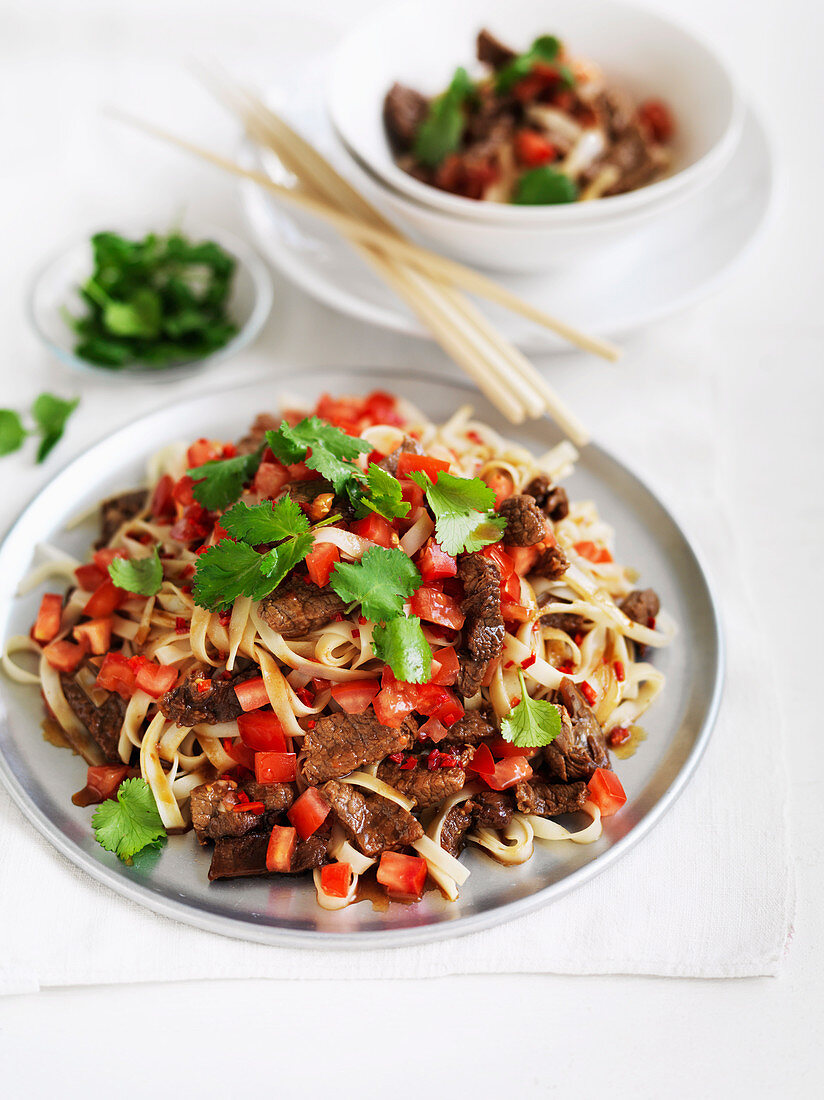 Thai Spicy Beef and Noodle Stir-Fry