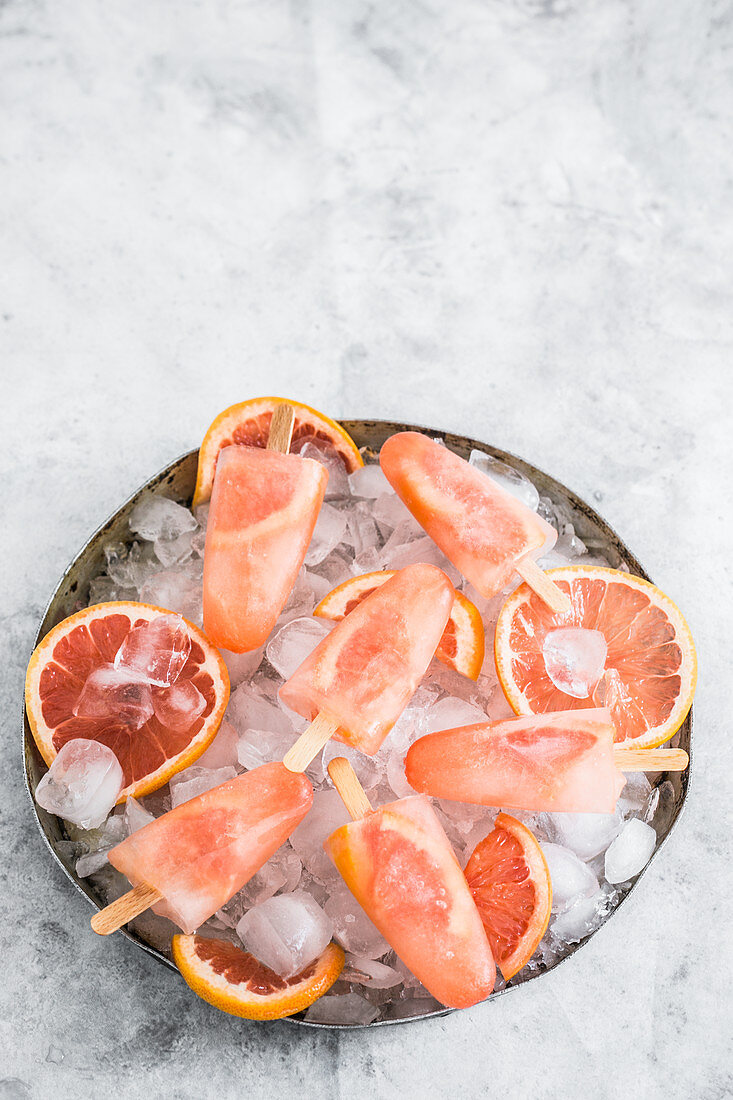Grapefruit and champagne ice popsicles