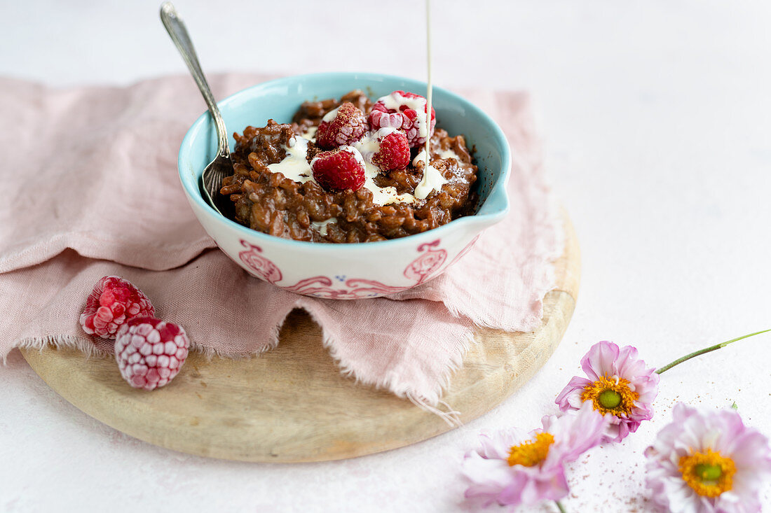 Slow cooked brown rice pudding