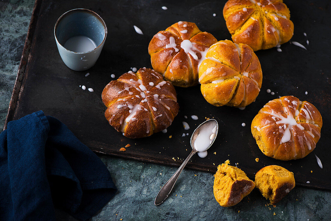 Pumpkin rolls with a sugar glaze