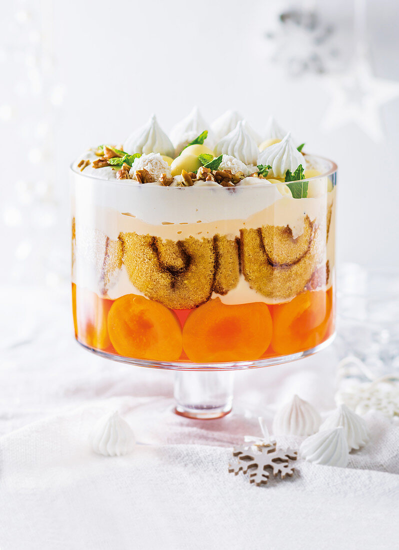 Peach trifle for Christmas