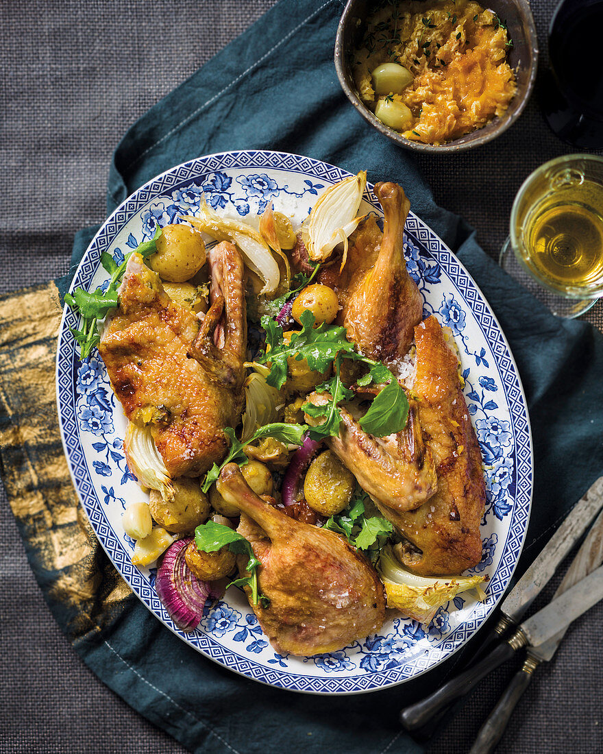 Roast duck with nectarine butter