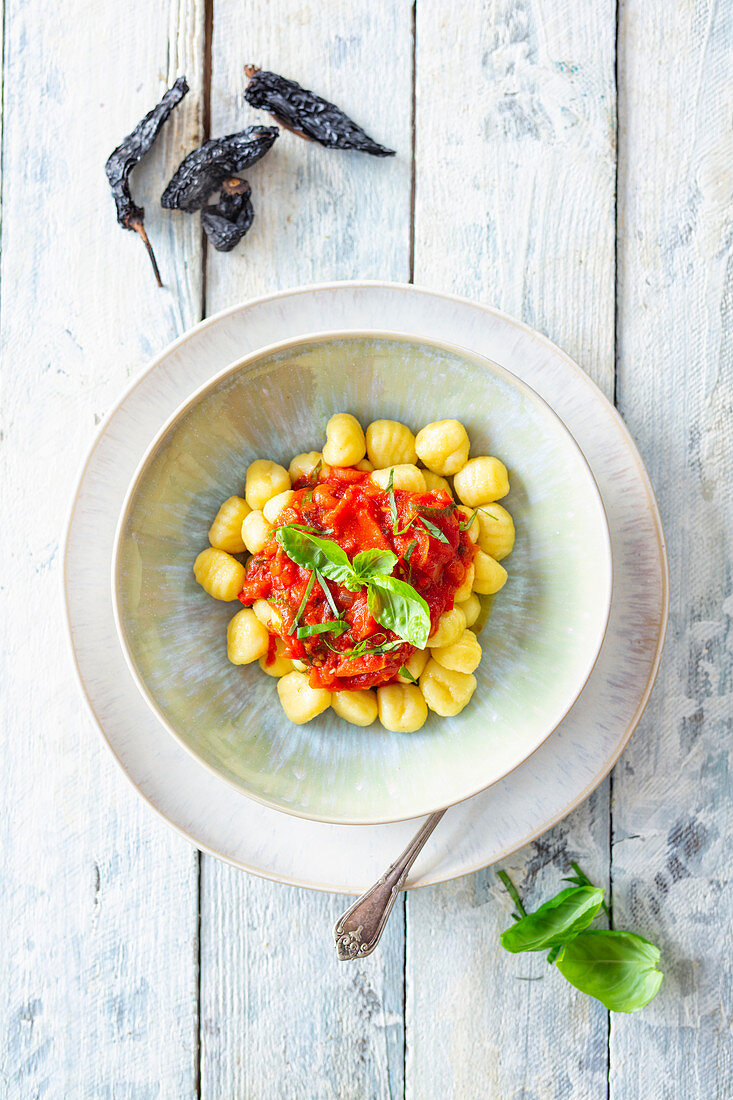 Potato gnocchi with a tomato and chipotle sauce