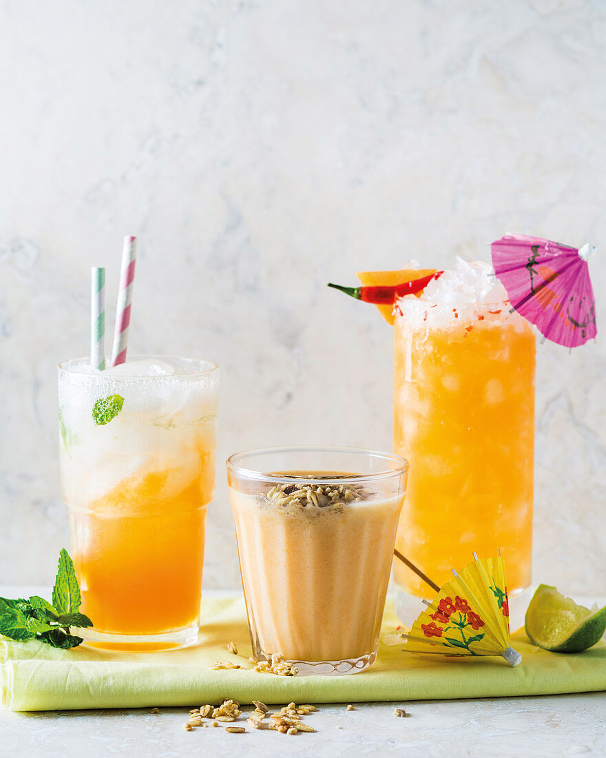 Refreshing ‘melonade’, Melon and stone fruit smoothie, Melon and chilli margarita
