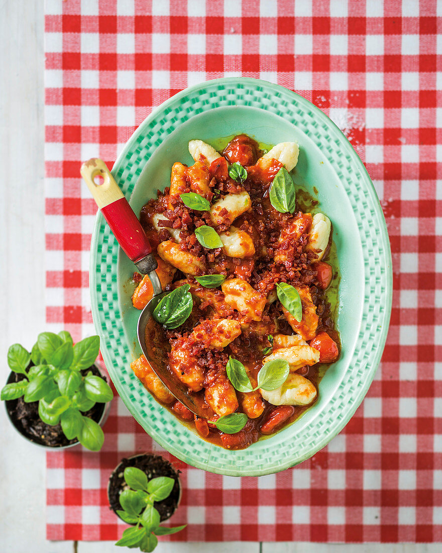 Classic potato gnocchi with roast tomato sauce