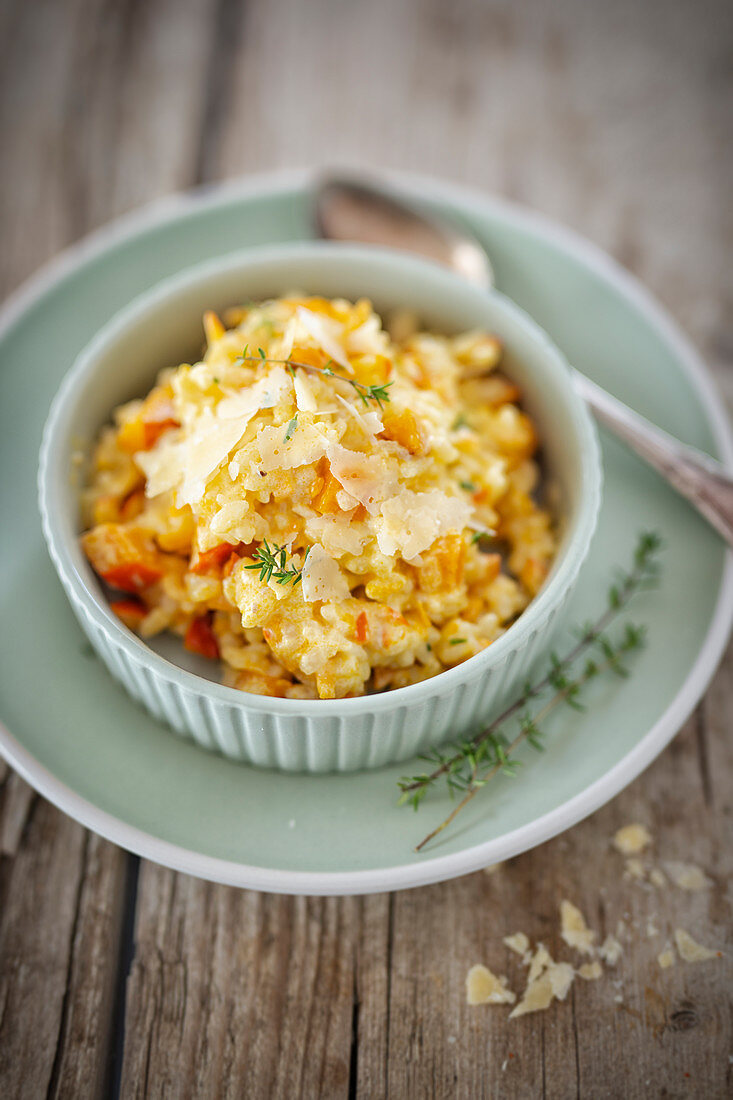 Pumpkin risotts with pecorino cheese