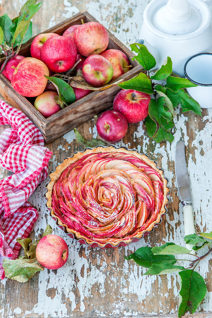 Applepie mit dünnen Apfelscheiben