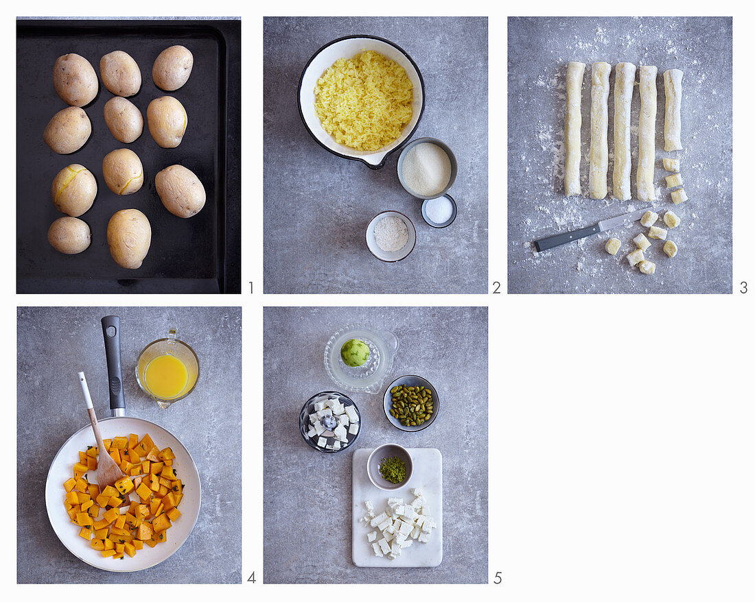 Gnocchi mit Hokkaidokürbis und Feta zubereiten