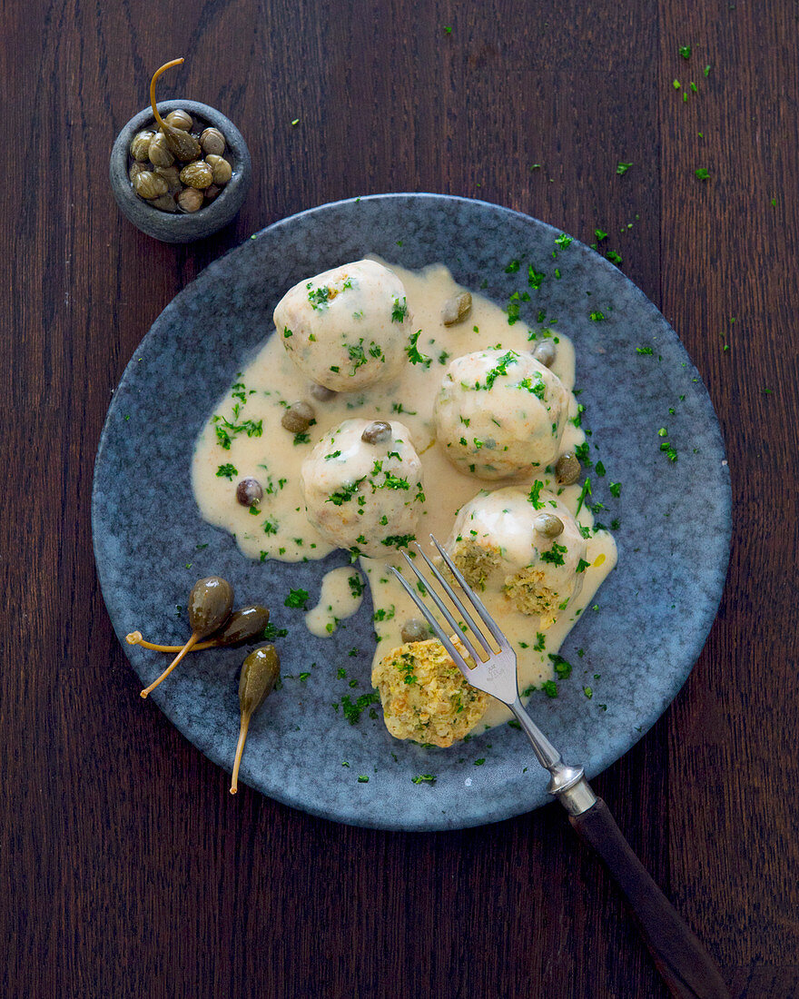 Königsberg-style dumplings with a caper sauce