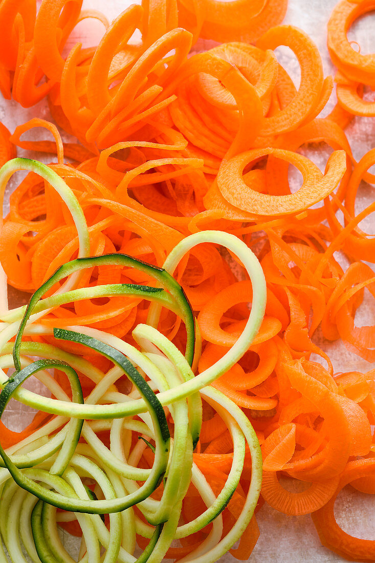 Courgette and carrot spirals