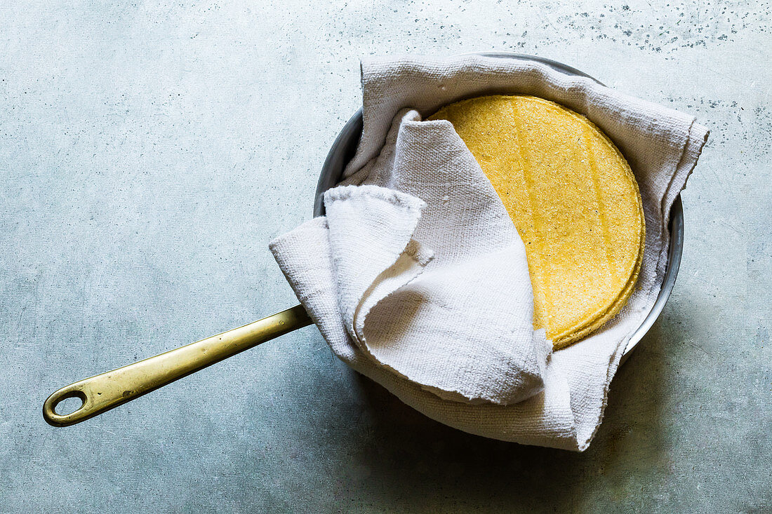 Tortillas being kept warm