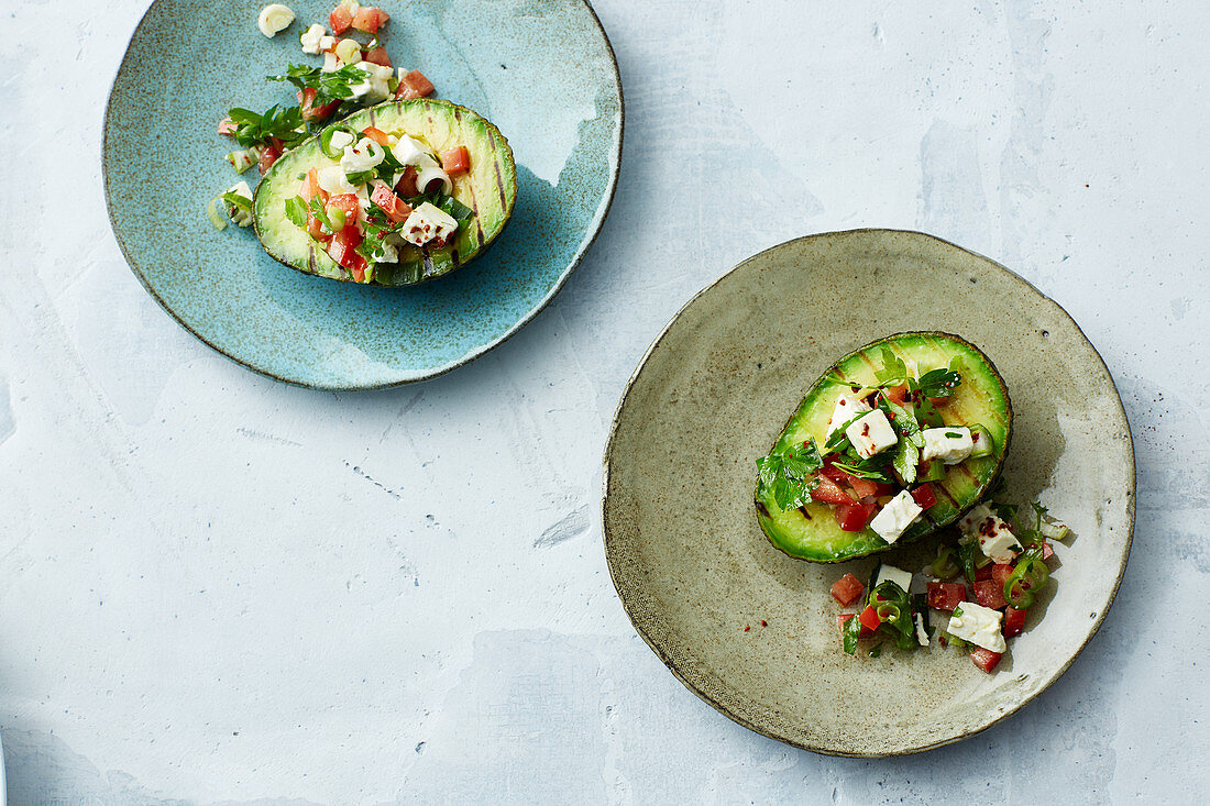 Grilled avocado with feta cheese