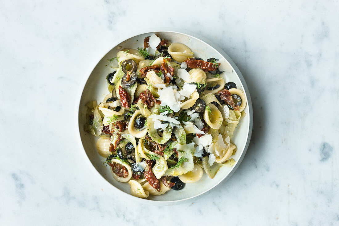 Orecchiette with olive salsa