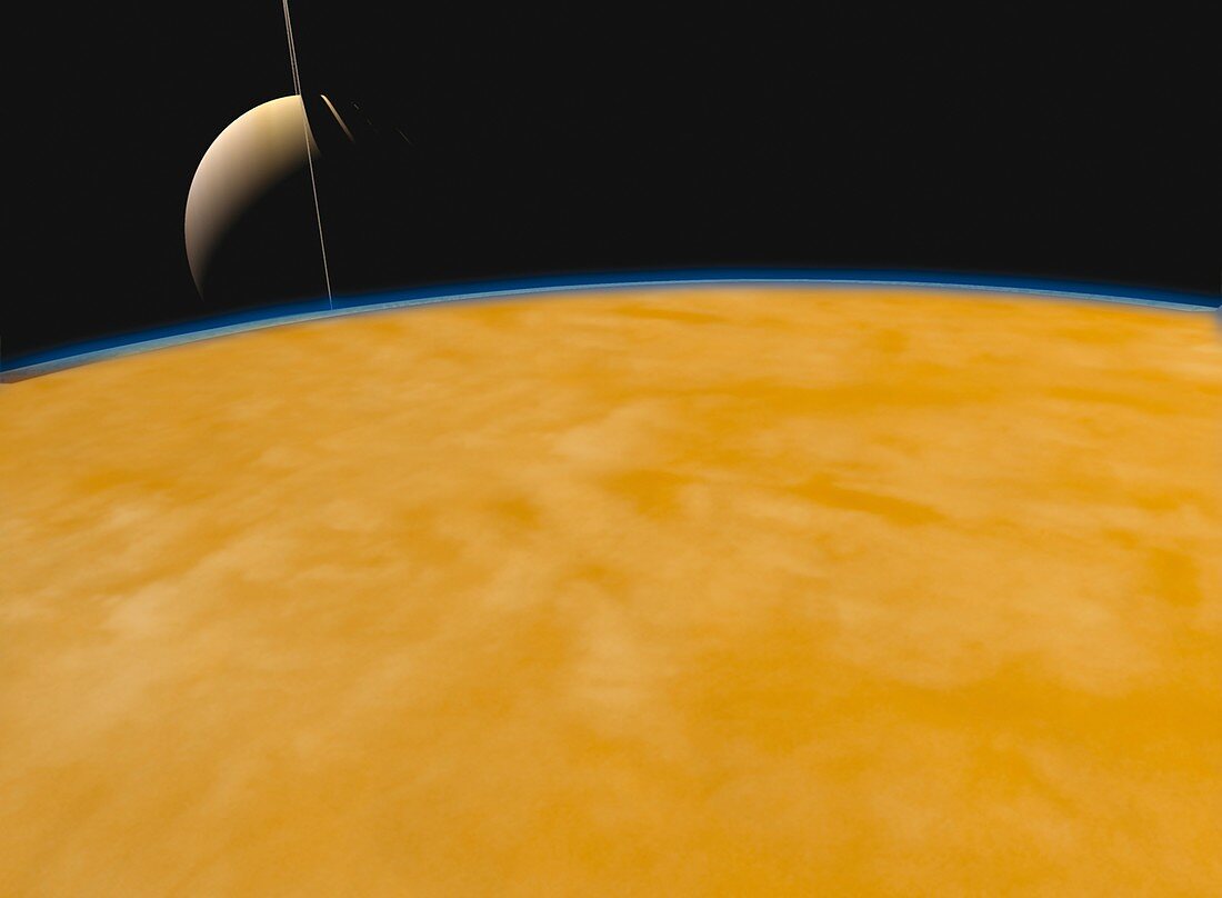 Saturn from Titan, illustration