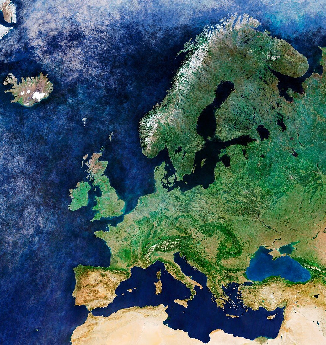 Europe, Sentinel-3A satellite image