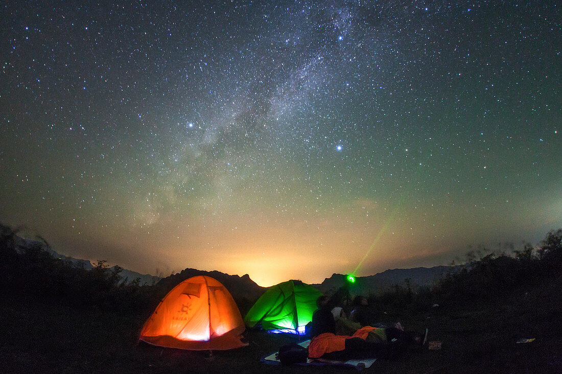 Milky Way over campers, China