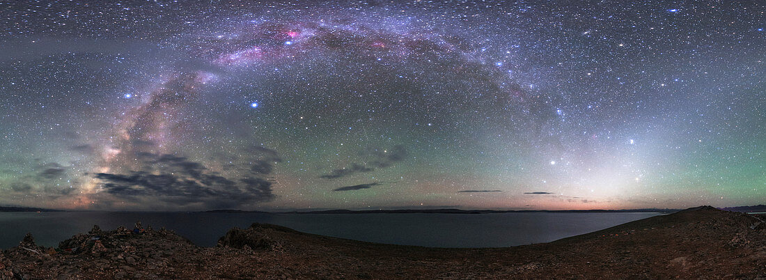 Milky Way and zodiacal light over Lake Namtso