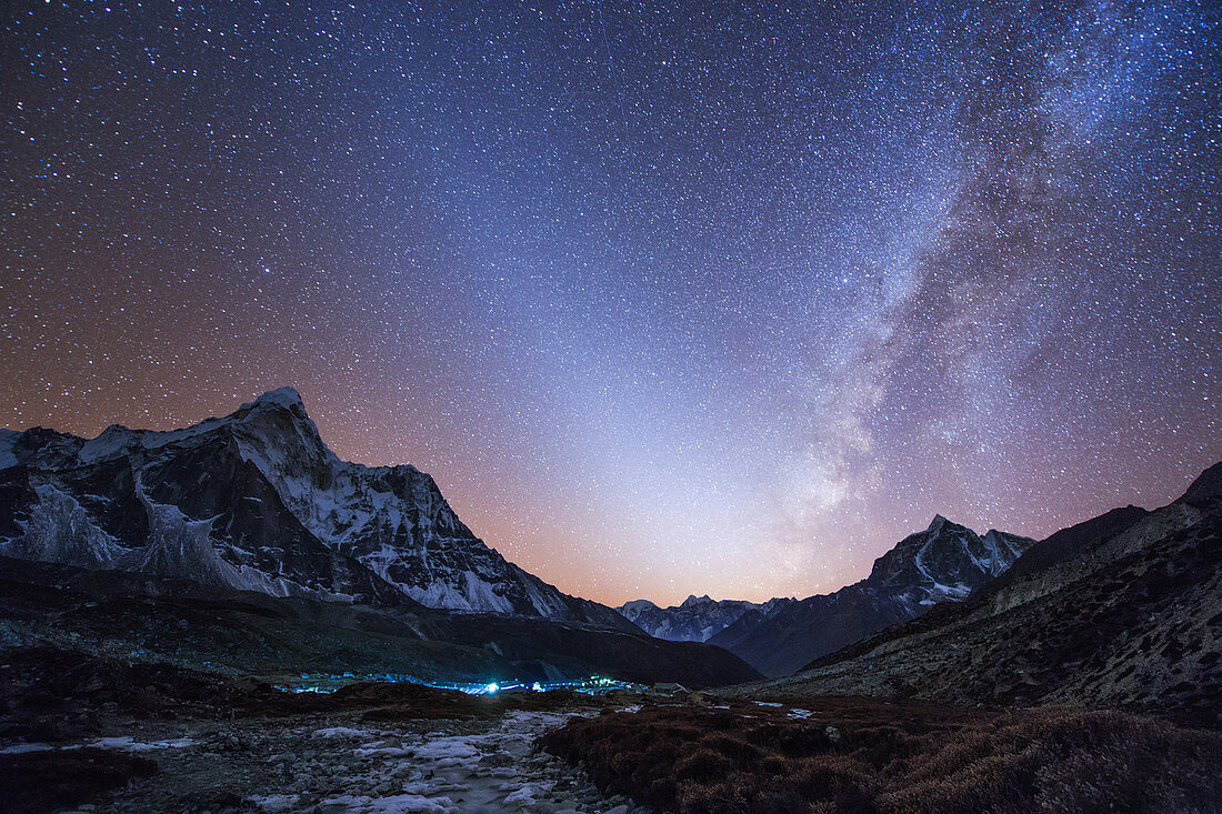 Zodiacal light and Milky Way over the Himalayas