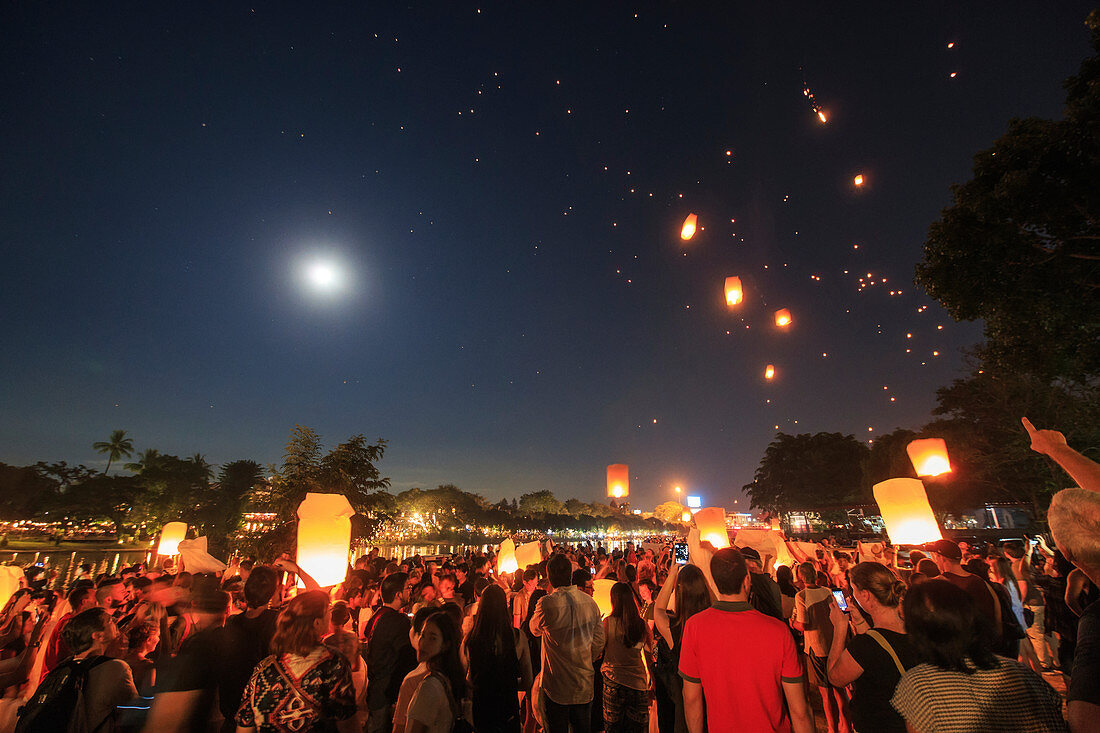 Supermoon over lunar festival in Thailand