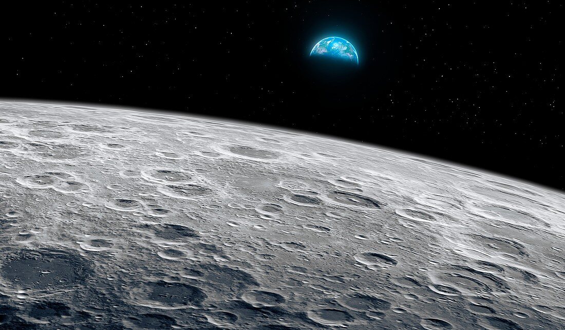 Earth from lunar orbit, illustration