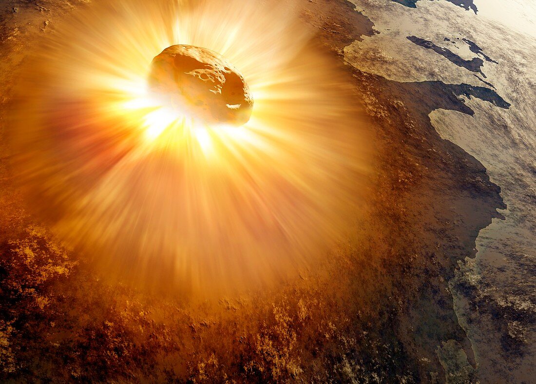 Asteroid impact, illustration