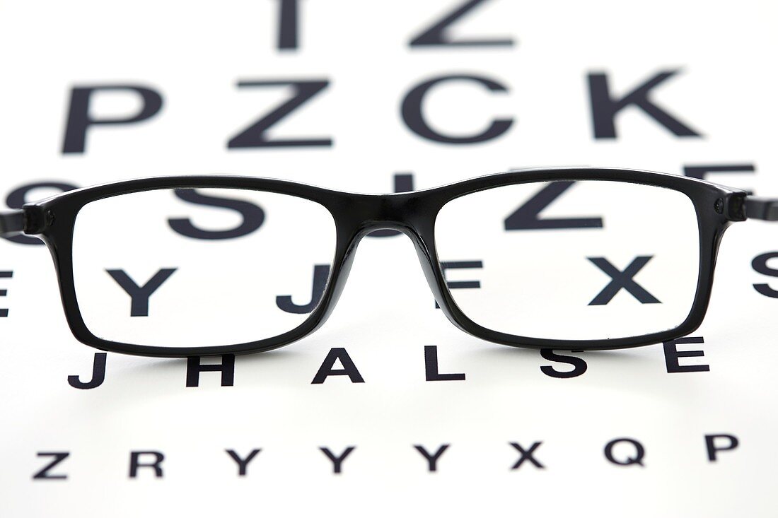 Sight chart and spectacles