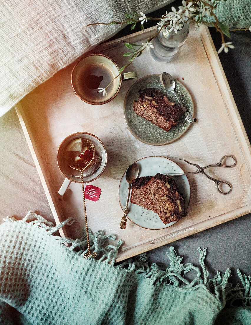 Banana bread and a mug of tea