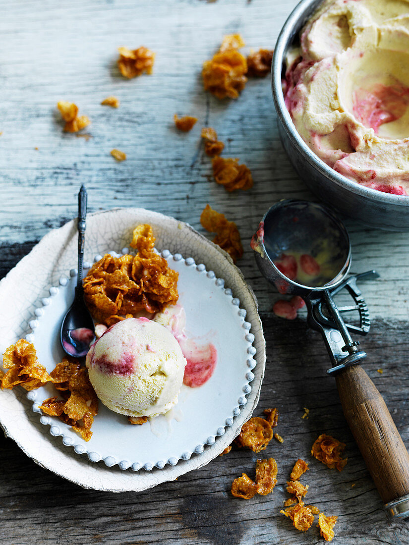 Raspberry Ripple Sweet Corn Ice-Cream