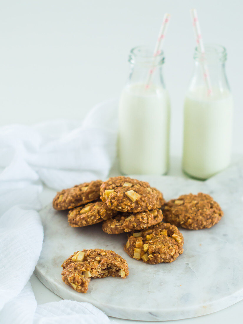 Homemade oat biscuits are best eaten with a glass of milk