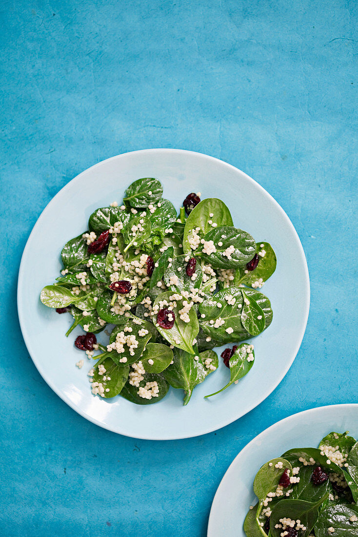 Quinoa, cranberry and spinach salad from above