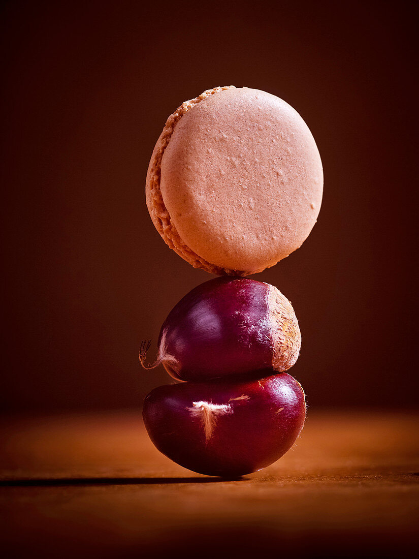 A macaroon and a chestnut