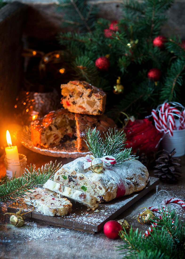 Christmas stollen and cake