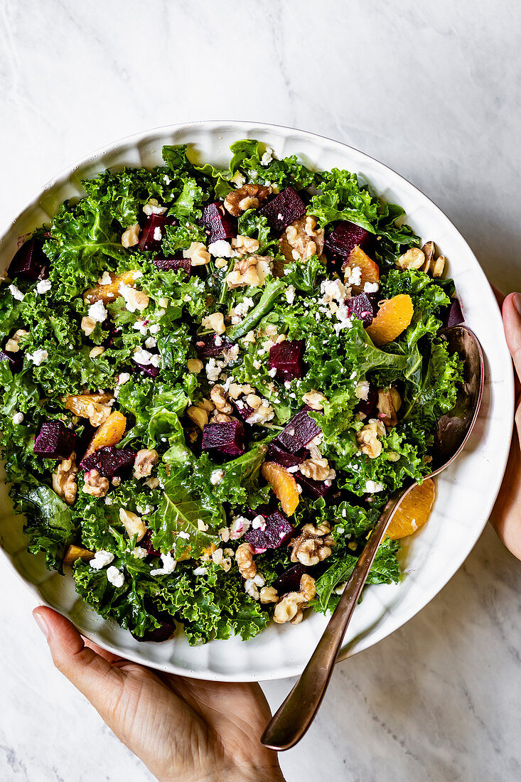 Citrusy Roasted Beet and Kale Salad