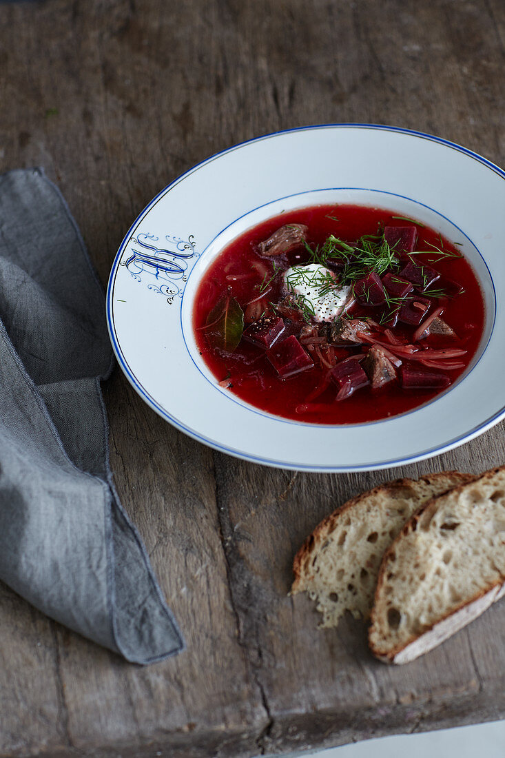 Russian borscht with beef