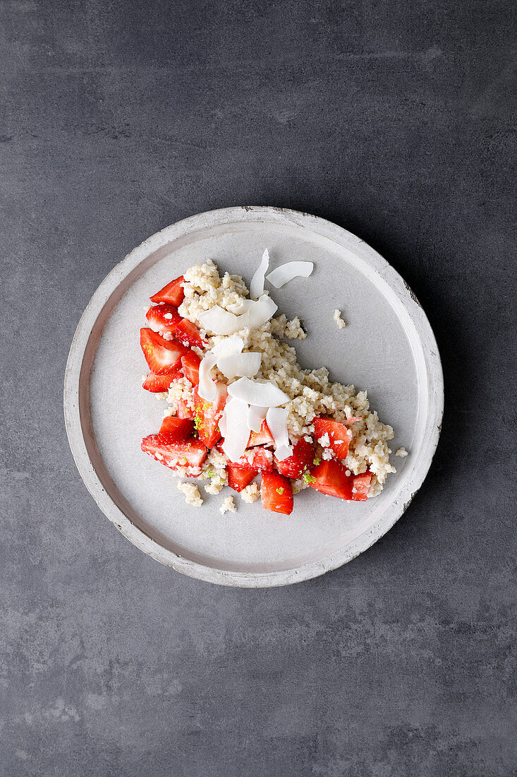 Coconut couscous with strawberries