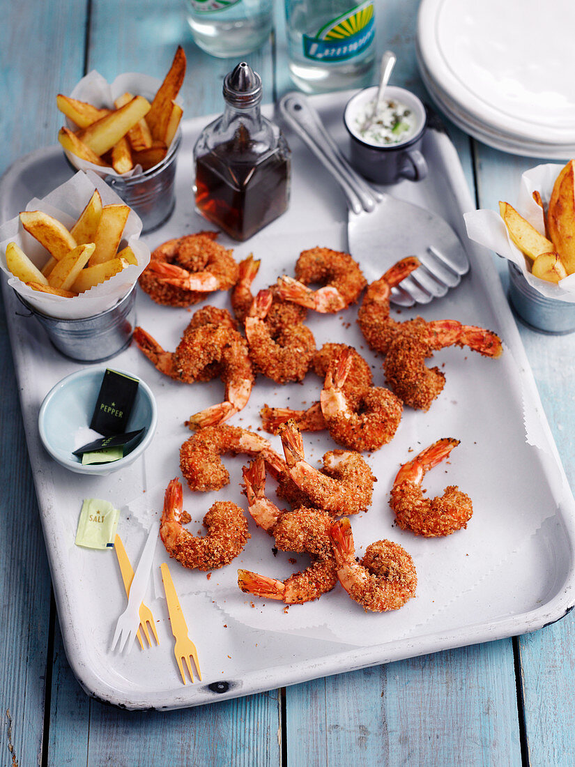 Deep fried scampi with french fries