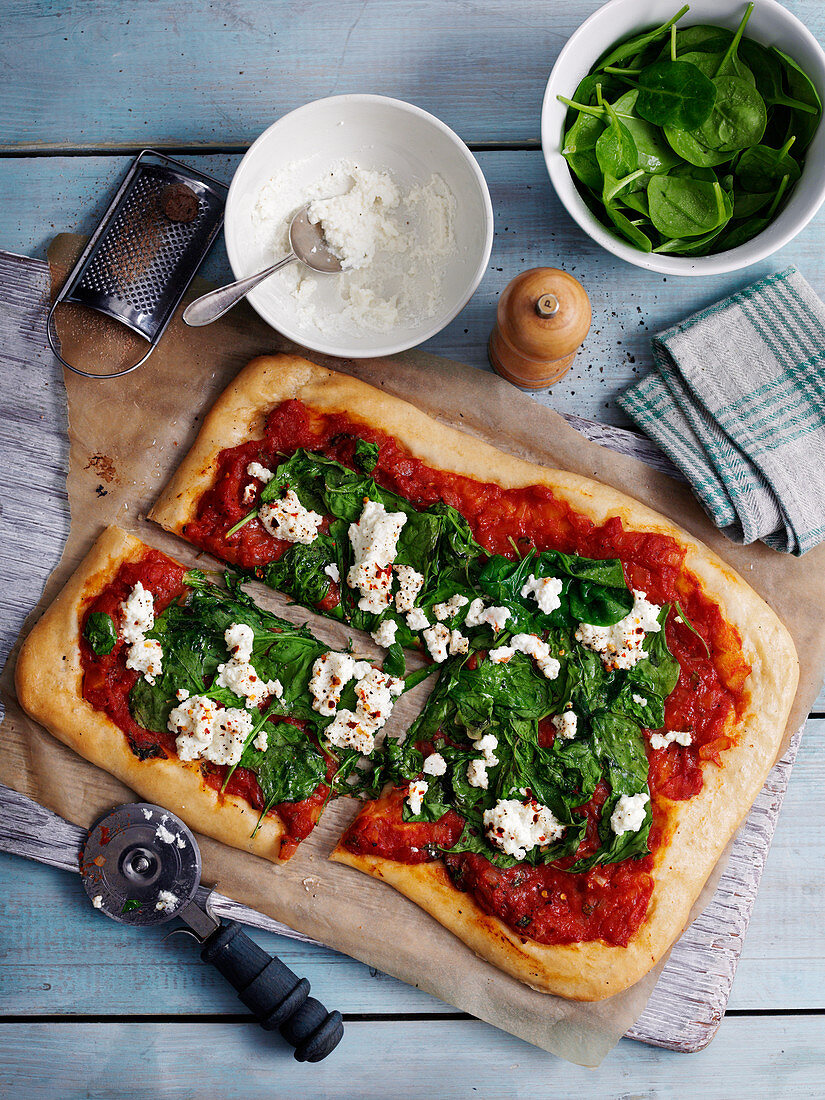Spinach and ricotta pizza
