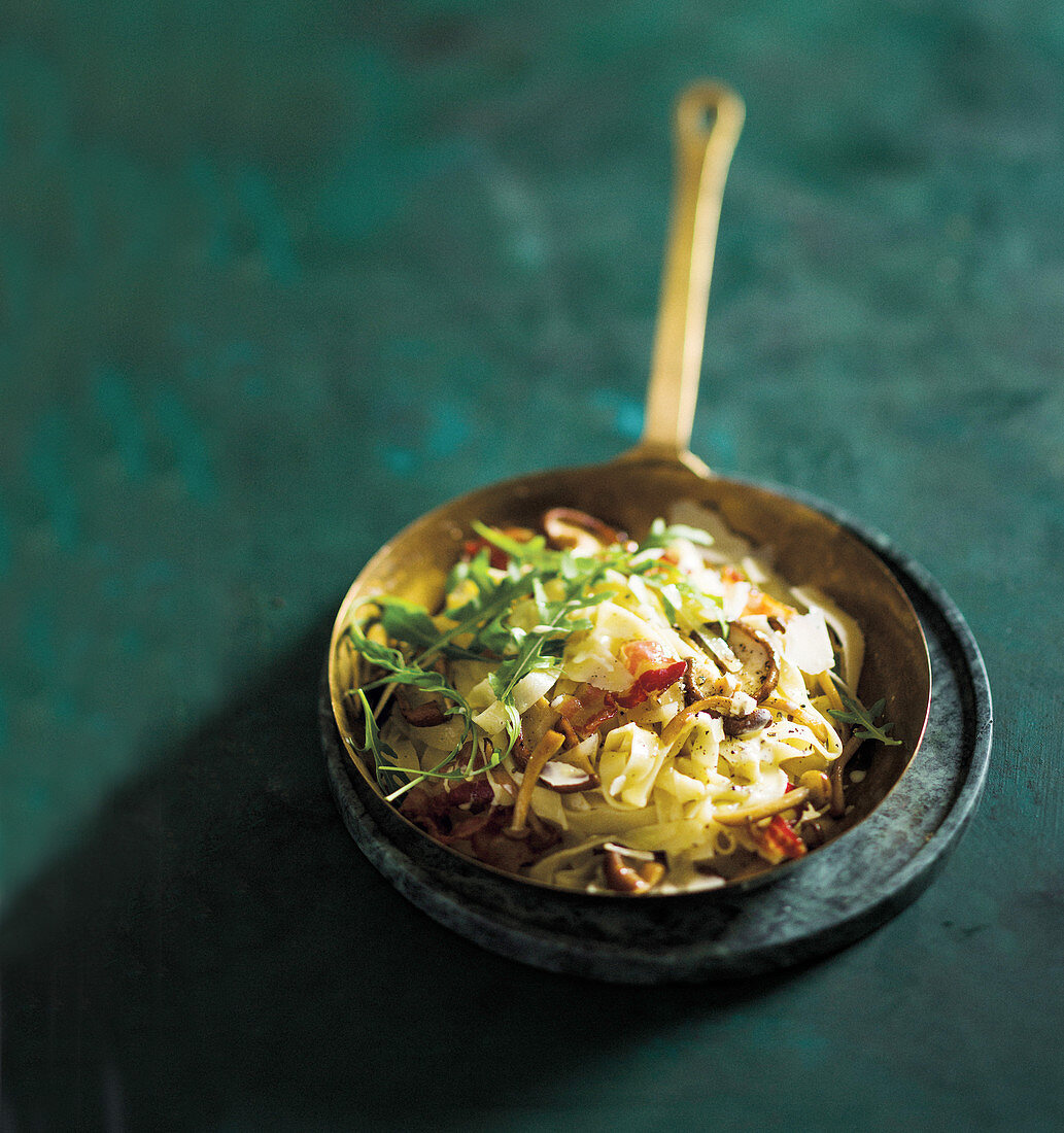 Pancetta and wild mushroom carbonara