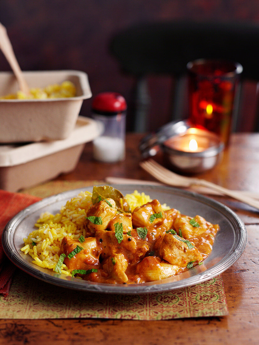 Chicken korma with rice (India)