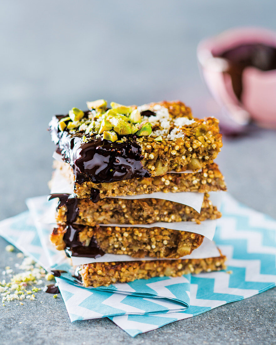 Nutty quinoa and chia banana bars