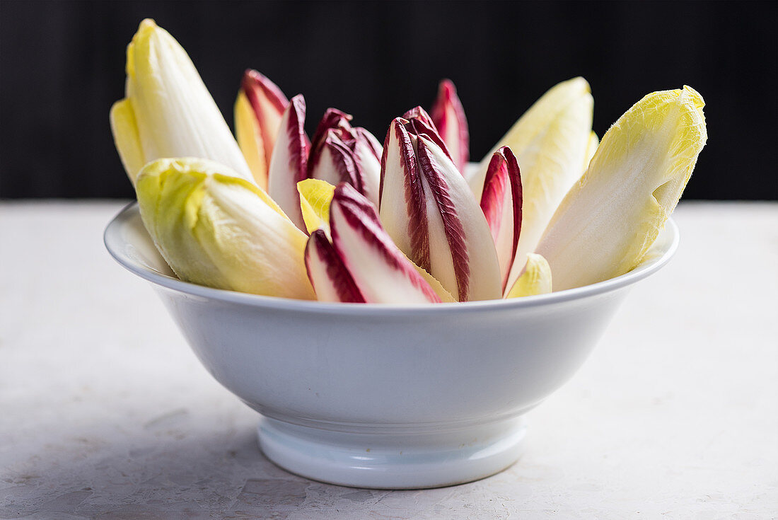 A bowl of chicory and radicchio