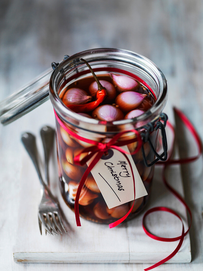 Jar of Pickled onions for Christmas